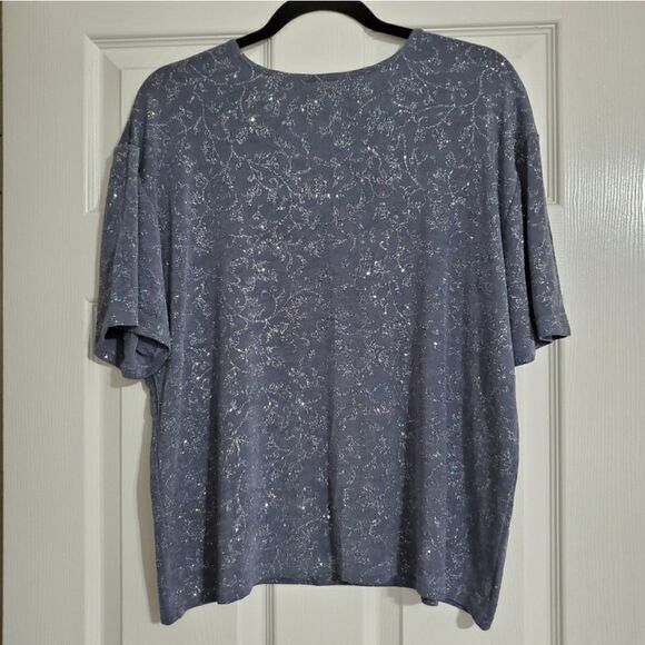 Western Connection II Sparkly Glittery Gray Top Sz 2X - Picture 2 of 5